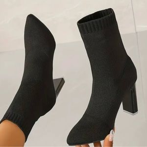 Temu, Women black sock heels